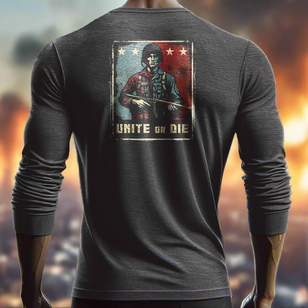 man wearing a long sleeve t-shirt