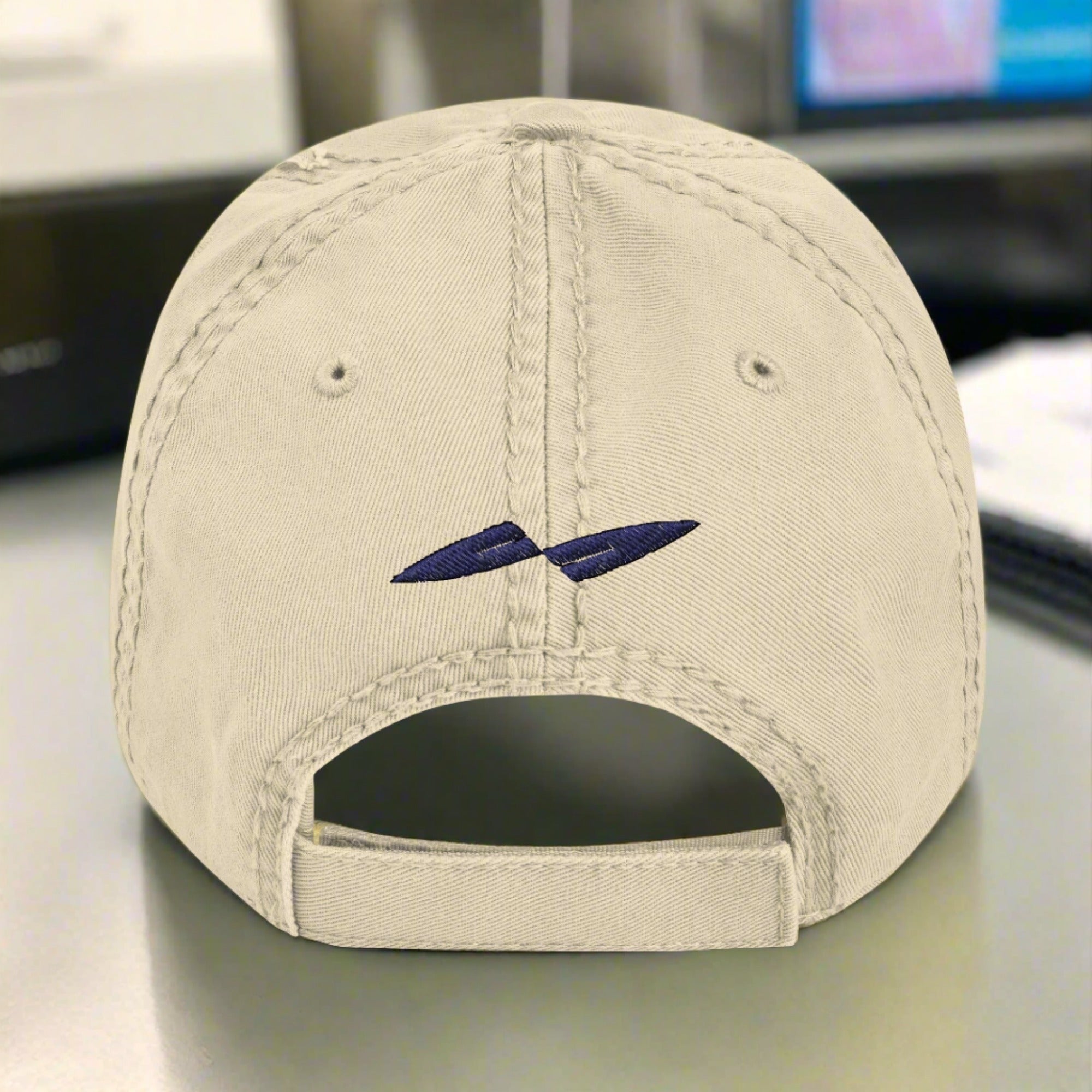 the backside of a baseball cap