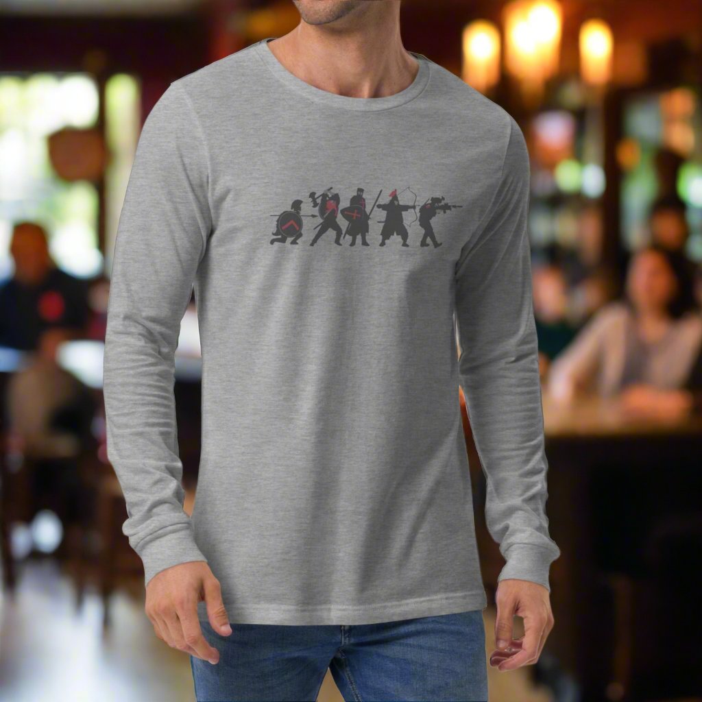 man wearing a long sleeve t-shirt