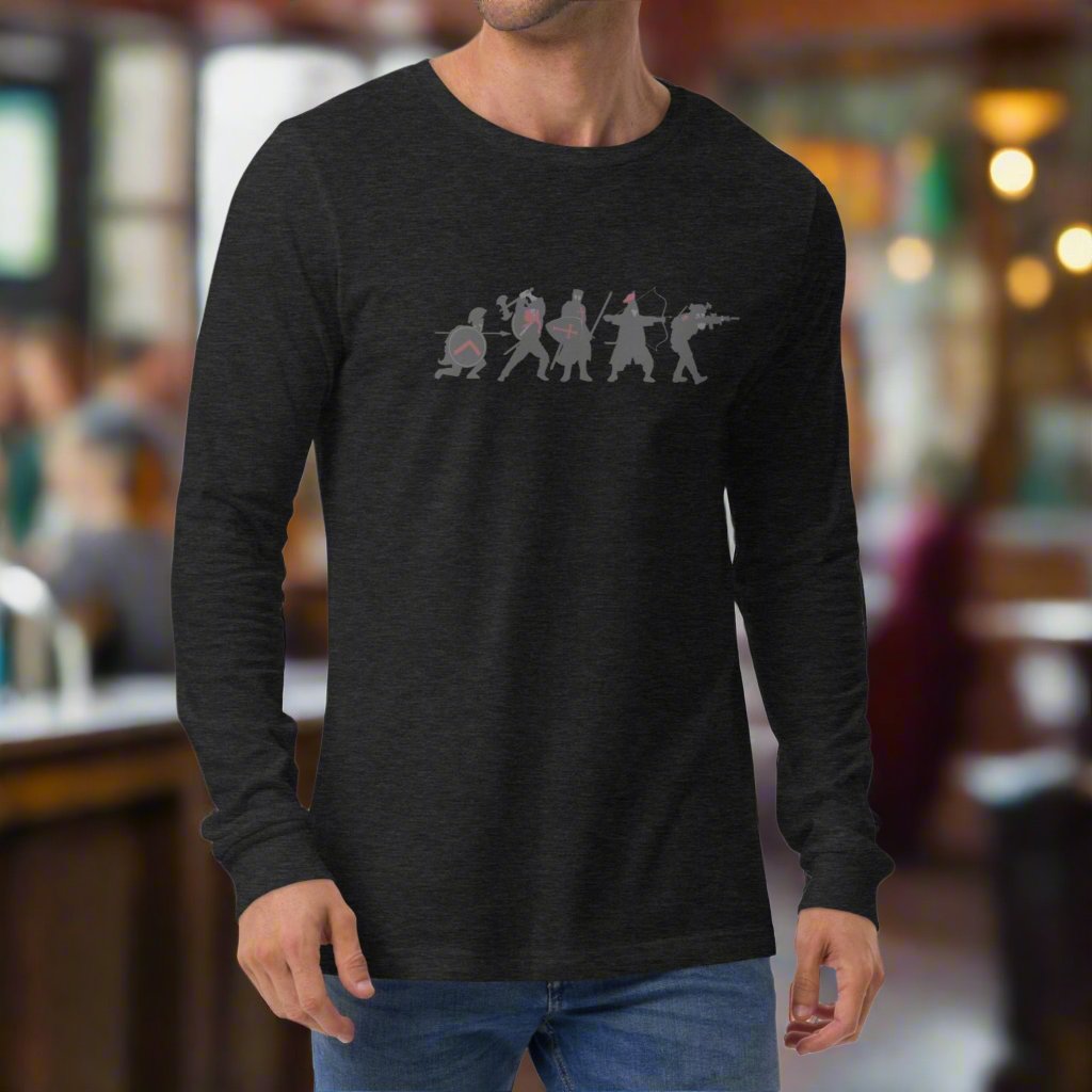 man wearing a long sleeve t-shirt