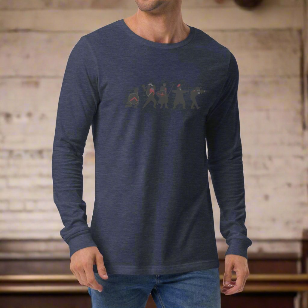 man wearing a long sleeve t-shirt