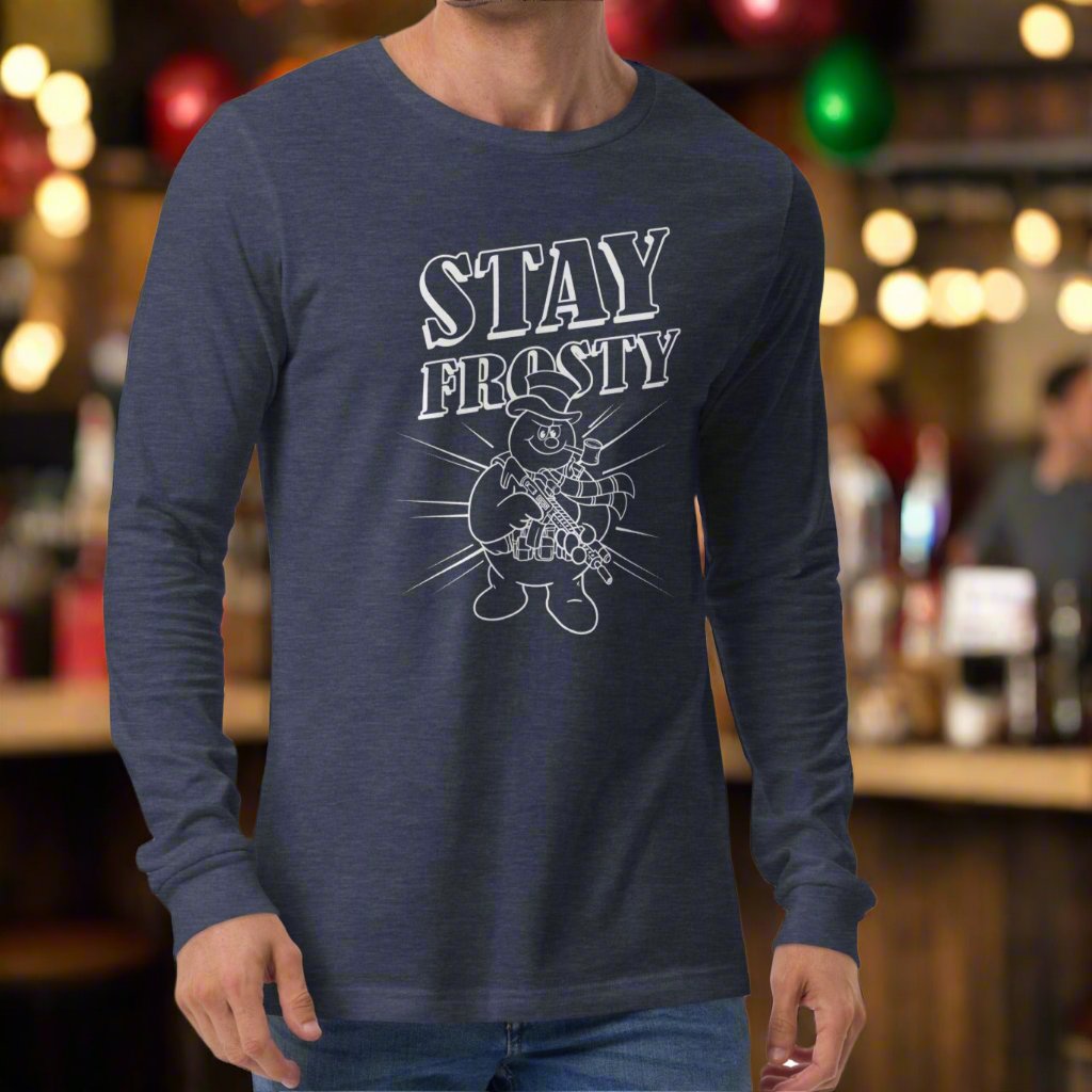 man wearing a long sleeve t-shirt