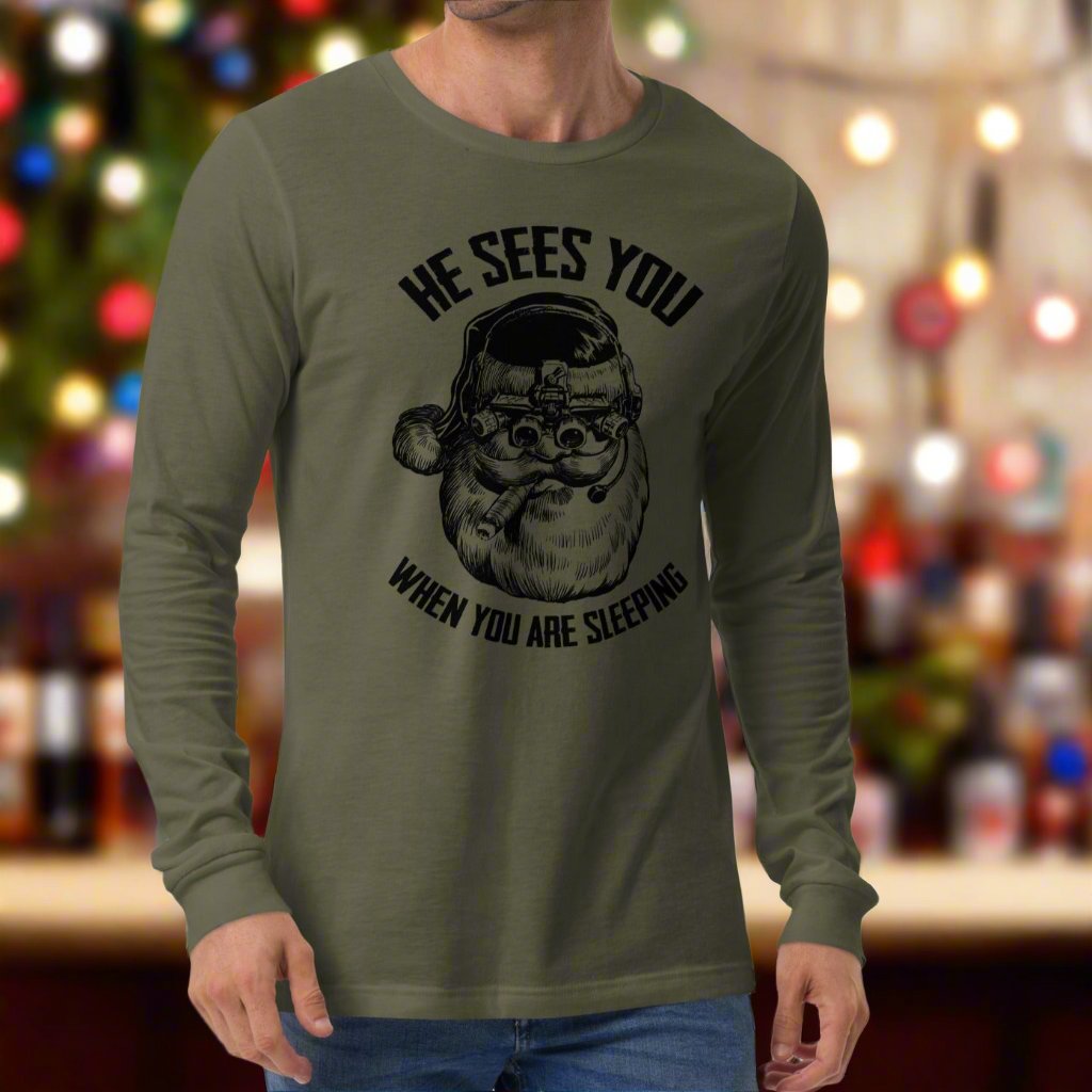 man wearing a long sleeve t-shirt