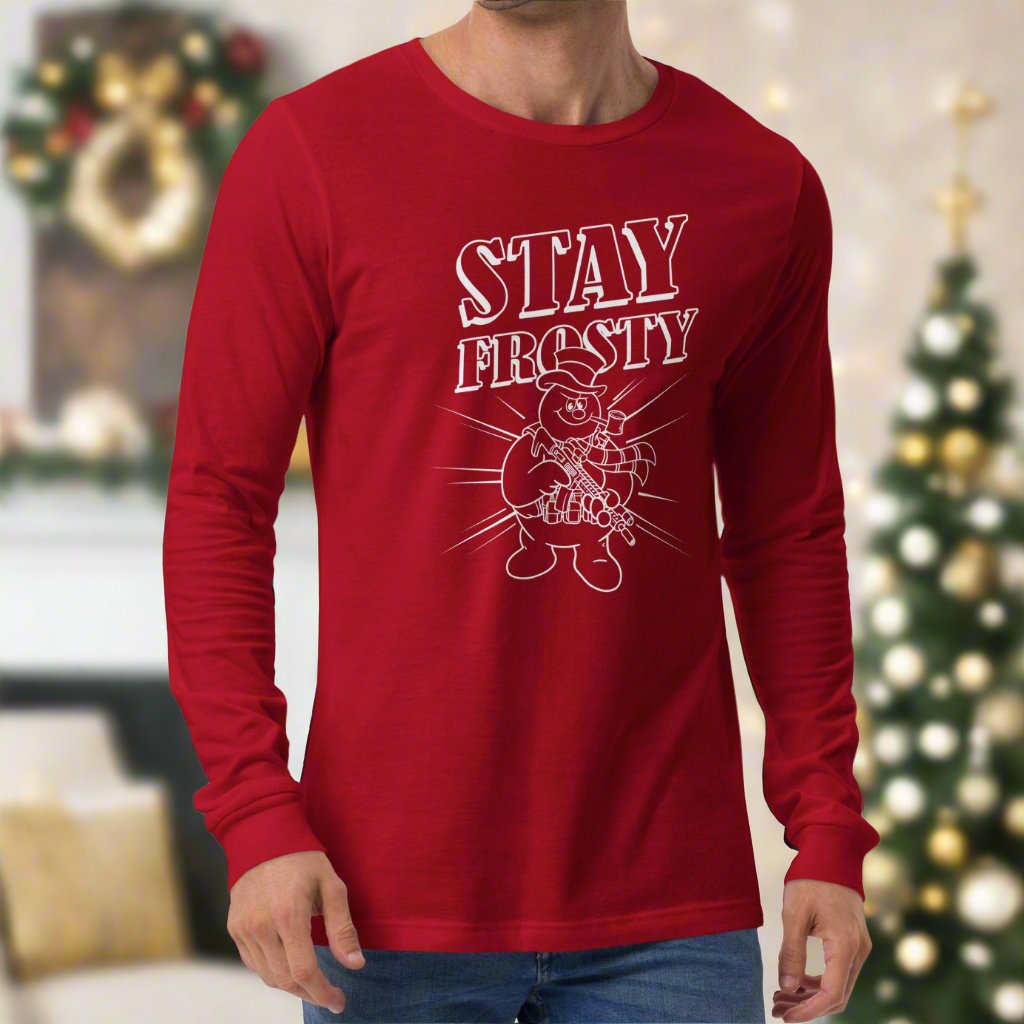 man wearing a long sleeve t-shirt