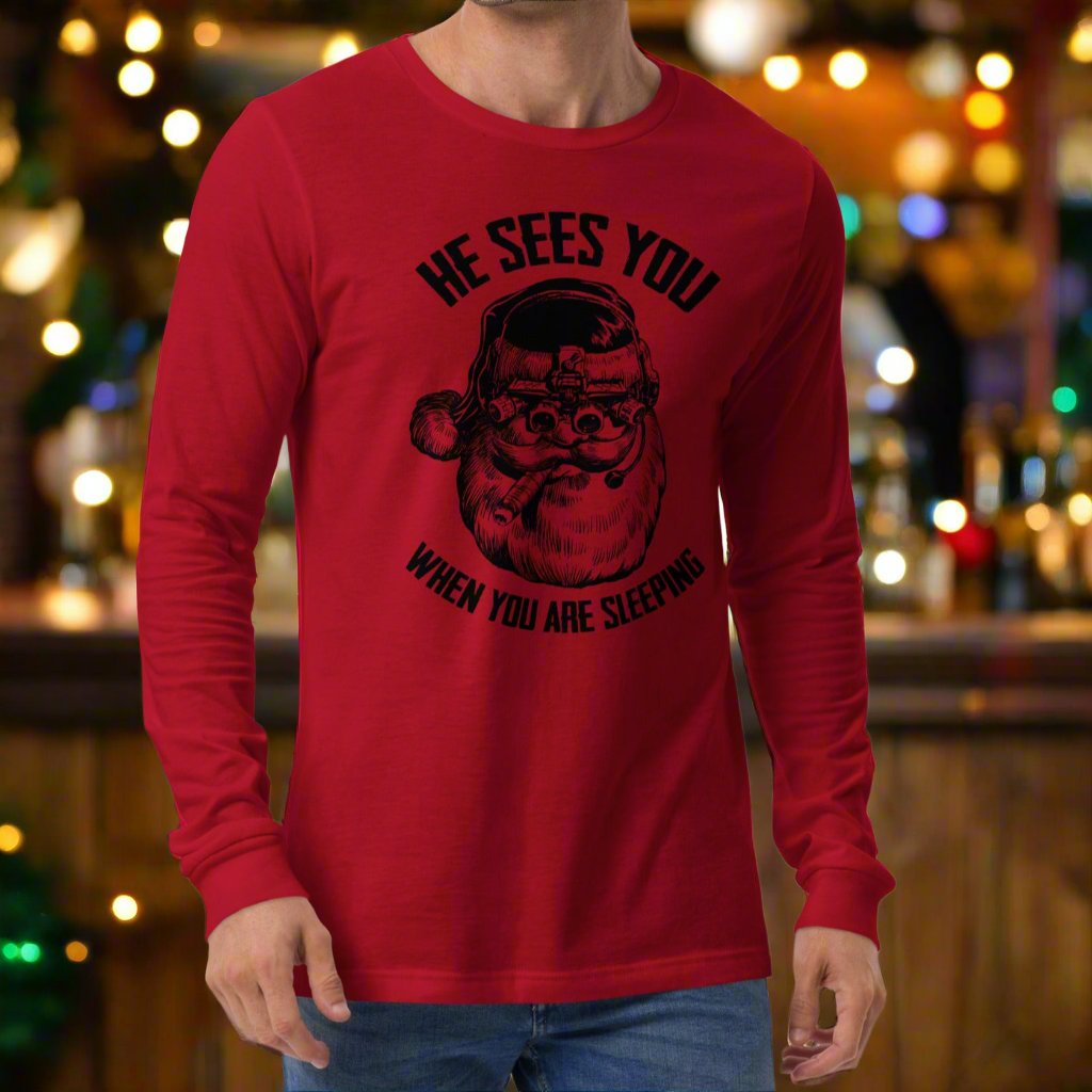 man wearing a long sleeve t-shirt