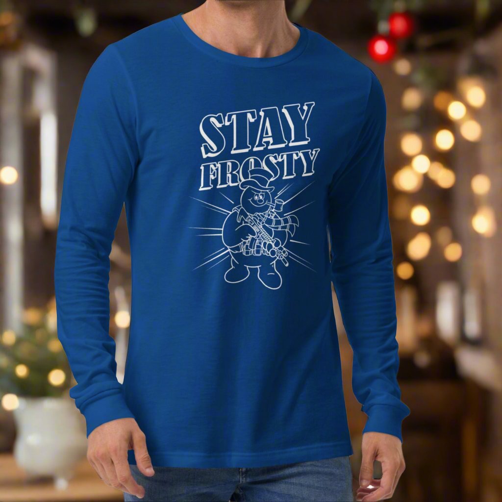 man wearing a long sleeve t-shirt