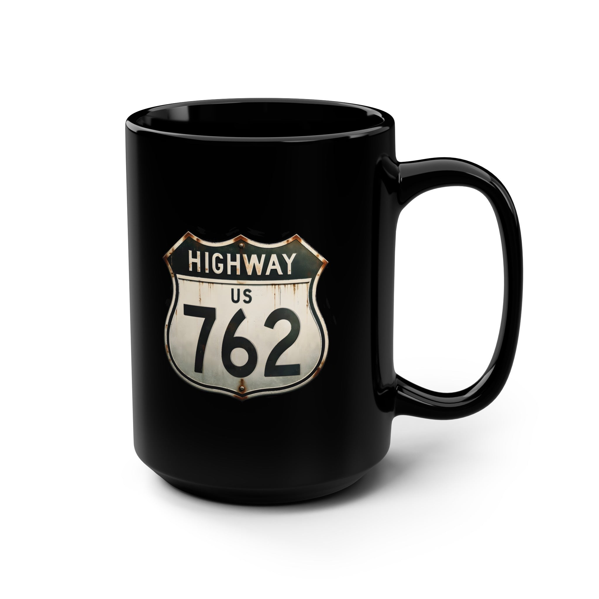 Highway 762 Black Mug, 15oz