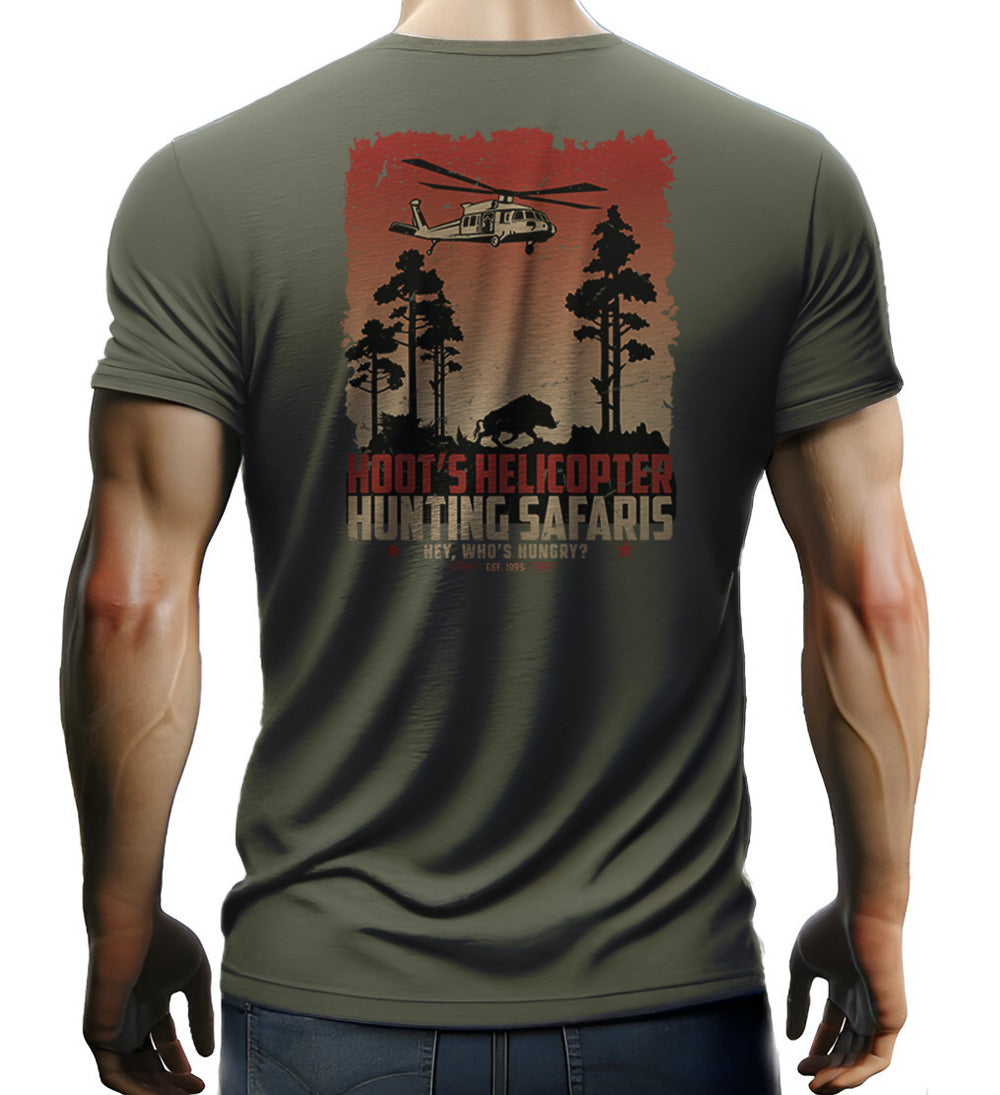 Hoot's Helicopter Hunting Safaris T-shirt