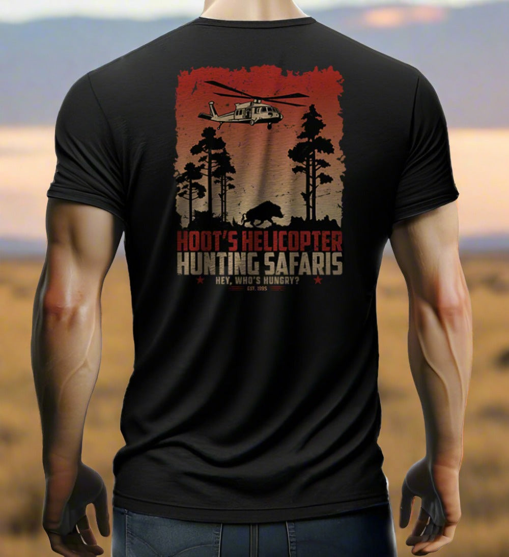 Hoot's Helicopter Hunting Safaris T-shirt