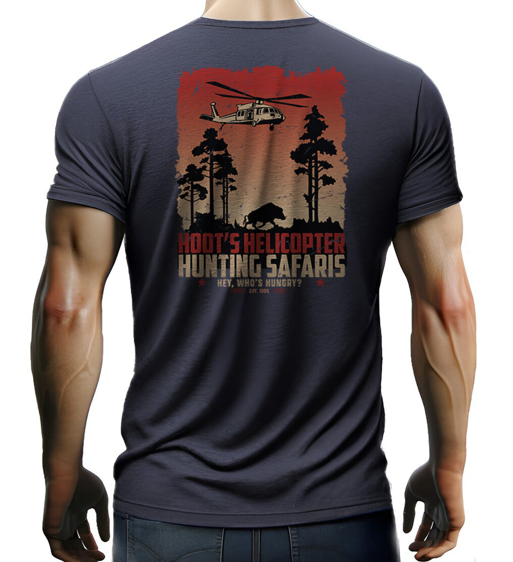 Hoot's Helicopter Hunting Safaris T-shirt