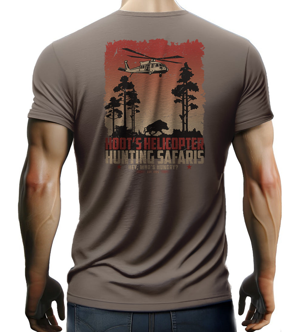 Hoot's Helicopter Hunting Safaris T-shirt