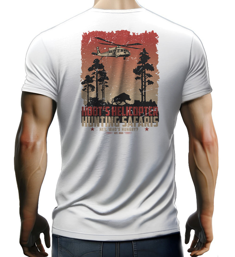 Hoot's Helicopter Hunting Safaris T-shirt